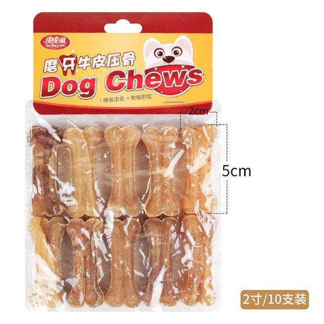 Túi xương da bò 5cm x10 chiếc cho chó gặm