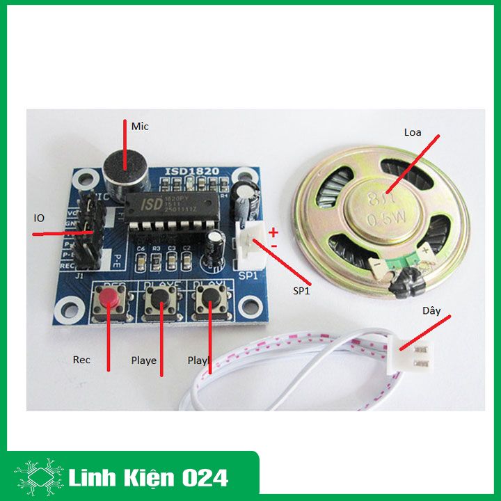 Module ghi âm ISD1820 V2 thu phát âm thanh