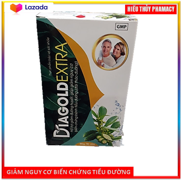 Viên uống giảm tiểu đường DIAGOLD EXTRA - giảm đường huyết, giảm nguy cơ biến chứng tiểu đường - Thành phần dây thìa canh, khổ qua hiệu quả an toàn - Hộp 30 viên chuẩn GMP
