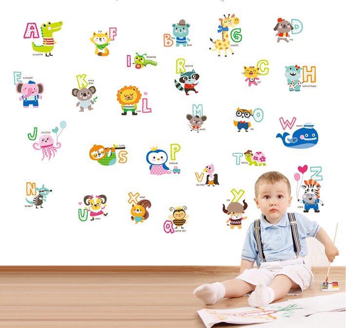 [HCM]Decal dán tường hình thú kèm chữ cái