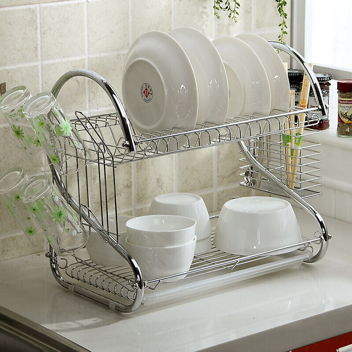 Kệ chén bát 2 tầng inox 304 chắc chắn