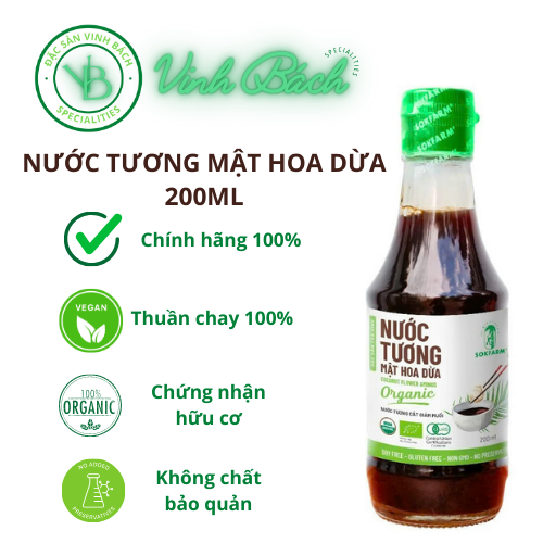 Nước tương MẬT HOA DỪA hữu cơ SOKFARM chai 200ml