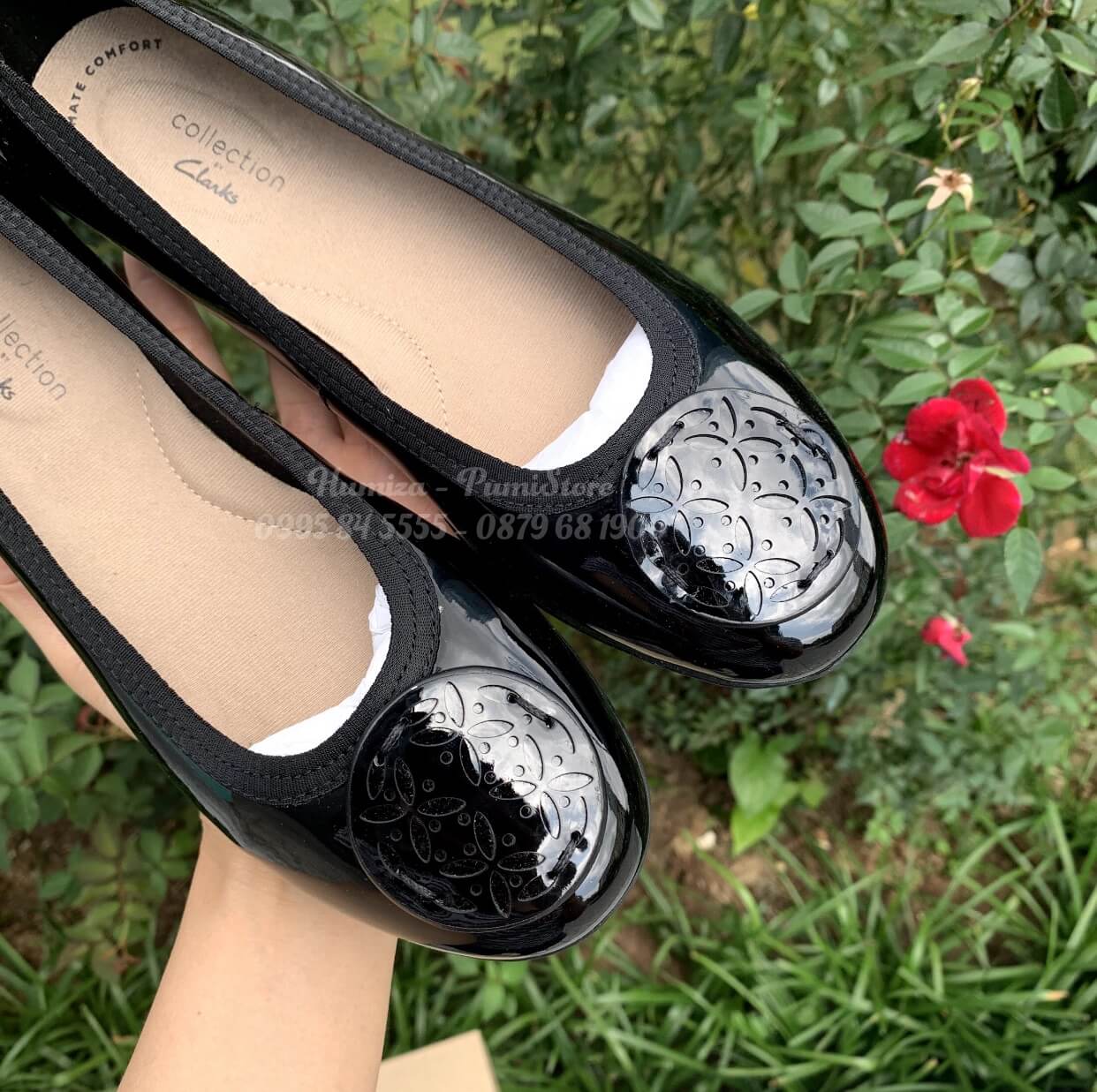 Giày Clarks Gracelin Lola Đen da bóng