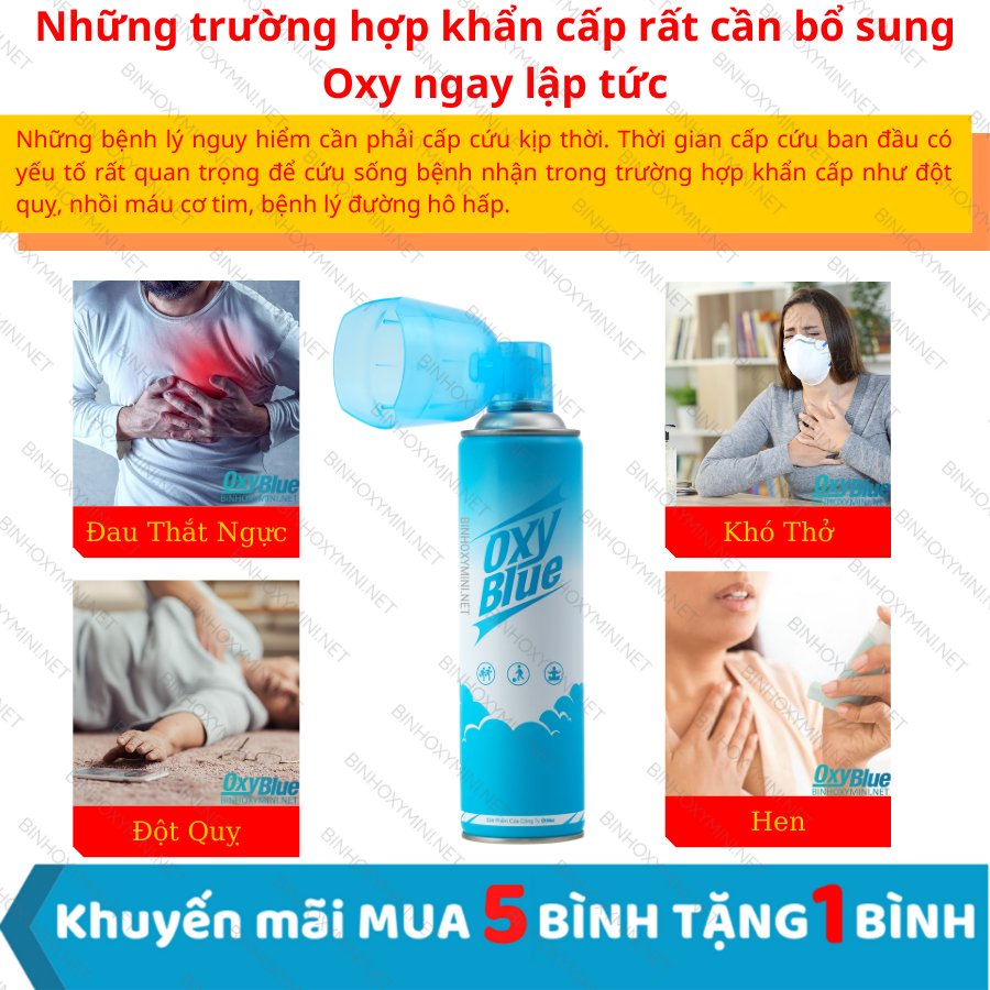 Bình Oxy Mini Cầm tay chứa Oxy tinh khiết 99%
