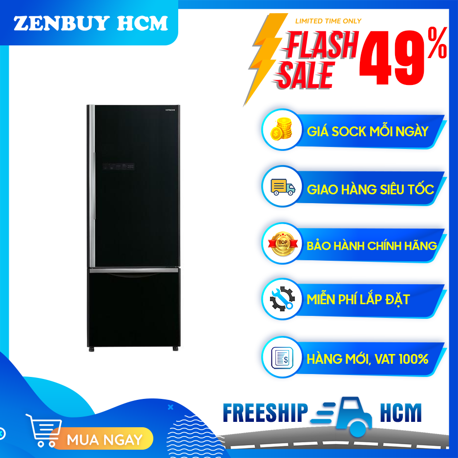 [HCM][Trả góp 0%]Tủ lạnh Hitachi Inverter 415 lít R-B505PGV6(GBK)