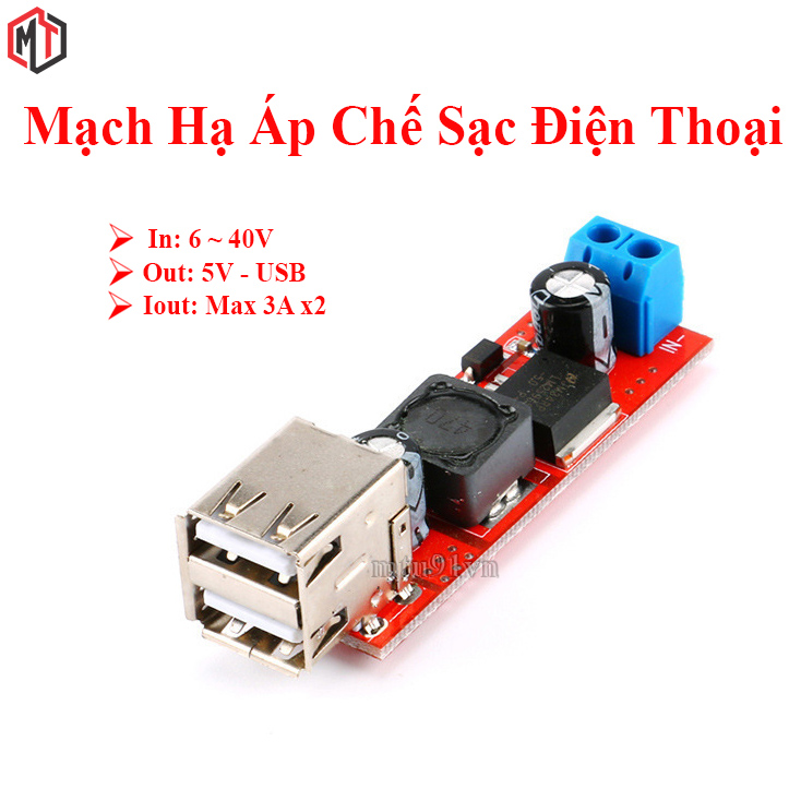 Mạch Hạ Áp Chế Sạc Điện Thoại từ Acquy, xe điện 5V 3A (in 6V – 40V , out 5V USB)