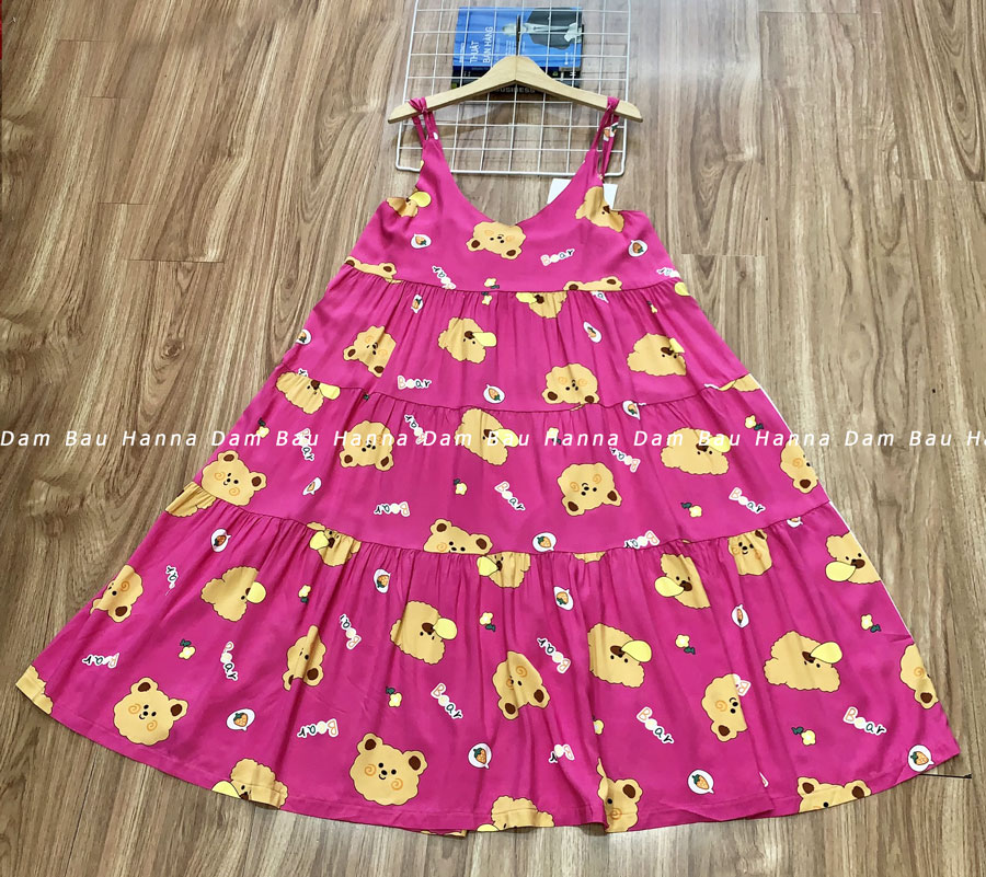 [HANNA] Đầm bầu 2 dây mặc nhà BIG SIZE 100kg vải voan lụa cao cấp mềm mát không nhăn, có size to từ 70-100kg đặc biệt cho các bầu béo bầu vòng 1 to