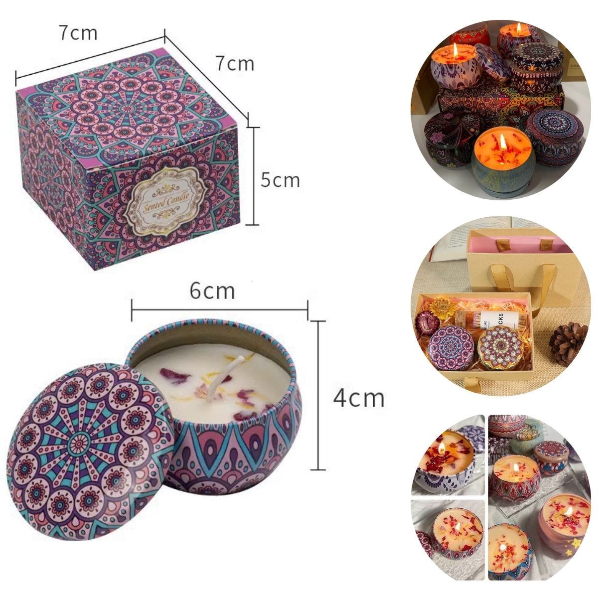Relax bedroom scented candles peace sleep essential oil tin box gift box decor