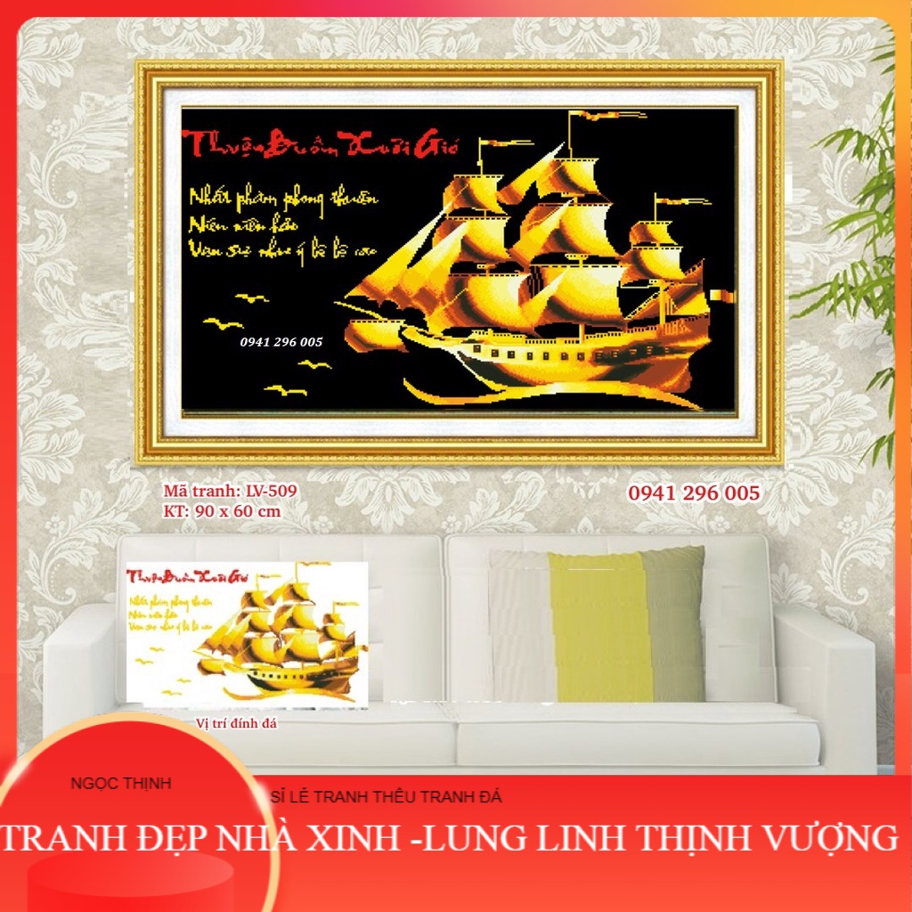 Tranh đính đá 5d thuận buồm xuôi gió lv509 - tranh chưa đính ngọc thịnh shop tranh