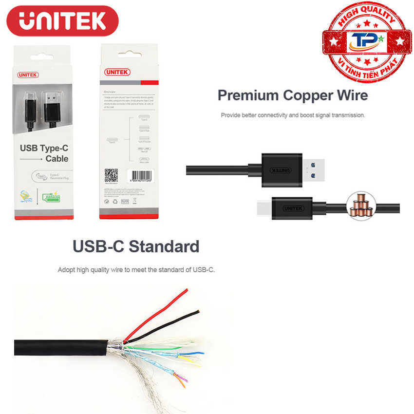 Cáp chuyển USB 3.1 USB Type-C sang USB Unitek Y-C474BK ( USB-C to USB-A )
