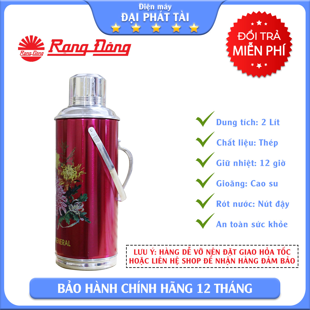 Chỉ giao ở hcm phích đựng nước 2 lít s1 rạng đông rd 2035 s1 màu ngẫu nhiên