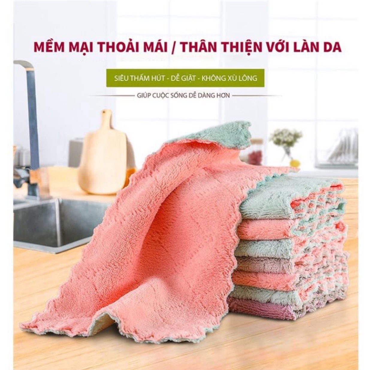 {TRI ÂN KHÁCH HÀNG}  Khăn lau bếp mềm đa năng thấm hút nước, lau bàn bếp siêu sạch