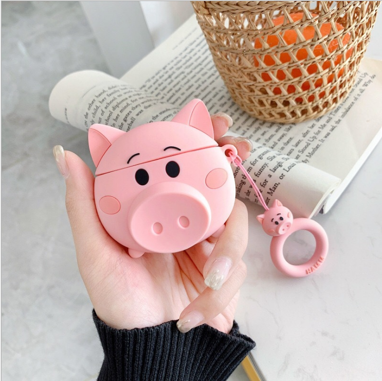 Vỏ Ốp Case airpod airpods bảo vệ bao đựng tai nghe không dây bluetooth 1/2/Pro/i12/i9/tws chống va đập - Heo Mũi Tròn