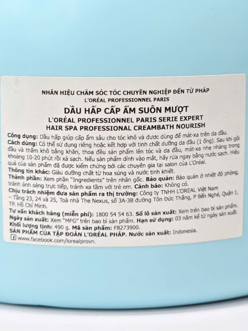 Kem Hấp Dầu Ủ Tóc L'Oreal Nourish PROFESSIONNAL HAIR SPA 490g Mẫu Mới