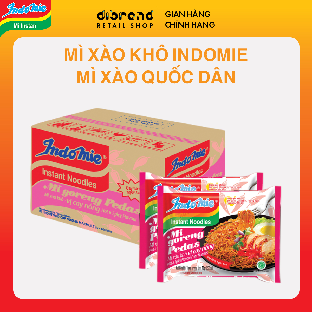 [HCM - GIÁ SỈ MÌ XÀO KHÔ INDOMIE] - Mì Goreng Pedas Vị Cay Nồng Indomie (79G X 40 Gói/Thùng)