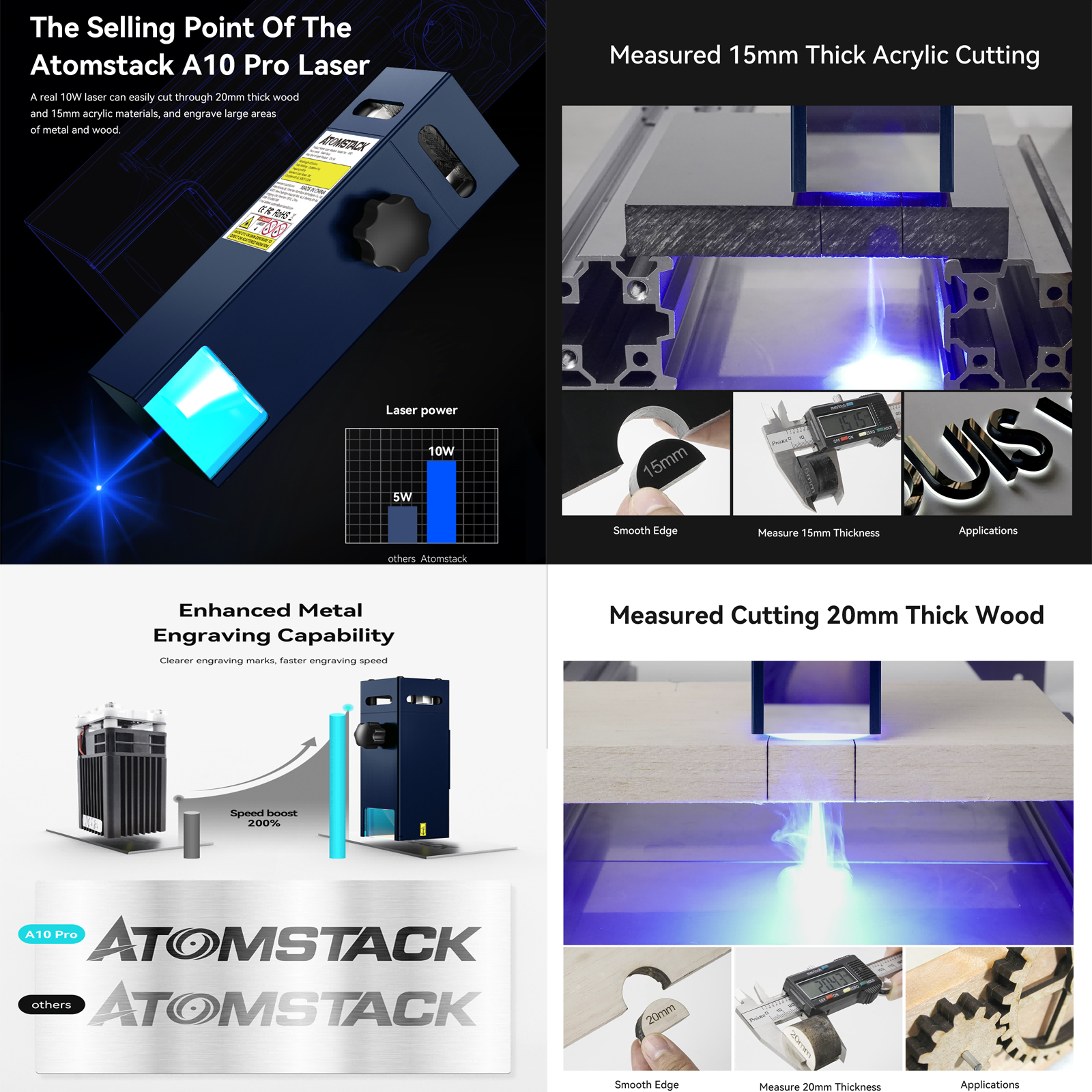 ATOMSTACK A10 PRO máy khắc laser mini cũ,máy cnc mini khắc gỗ -Khắc dưa hấu, dừa,thép không gỉ, ván ép,làm đồ thủ công Cung cấp video cài đặt