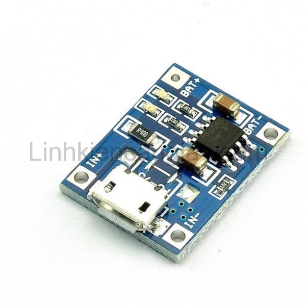 Mạch sạc pin 1 cell 18650 tp4056 1a microusb