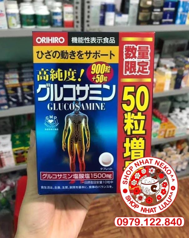 Hộp đựng Viên Uống Xương Khớp Glucosamin Orihiro 1500mg Nhật Bản 950 Viên (tặng 50 viên)