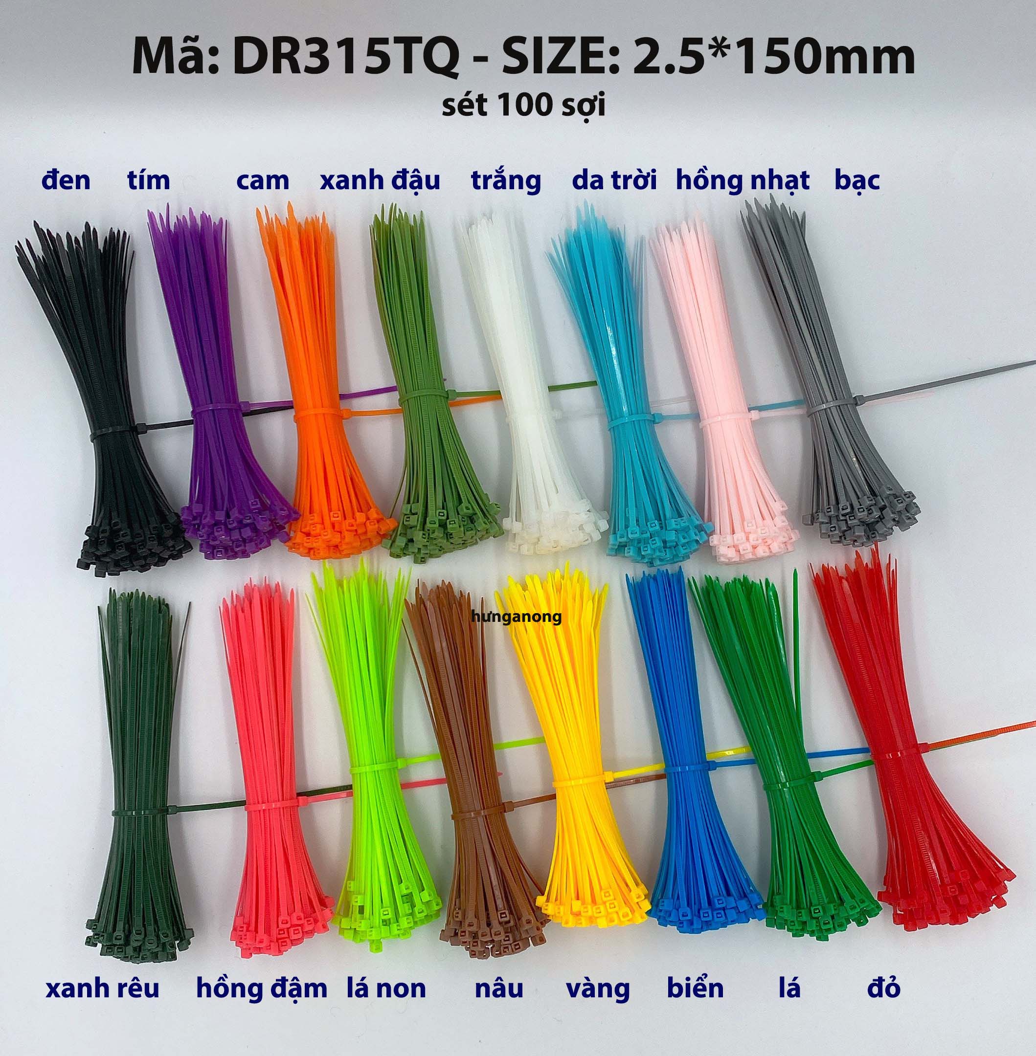 DR315TQ - Combo 10/20 sét màu dây rút nhựa giao màu ngẫu nhiên ( sét 100 sợi size 2.5x150mm )