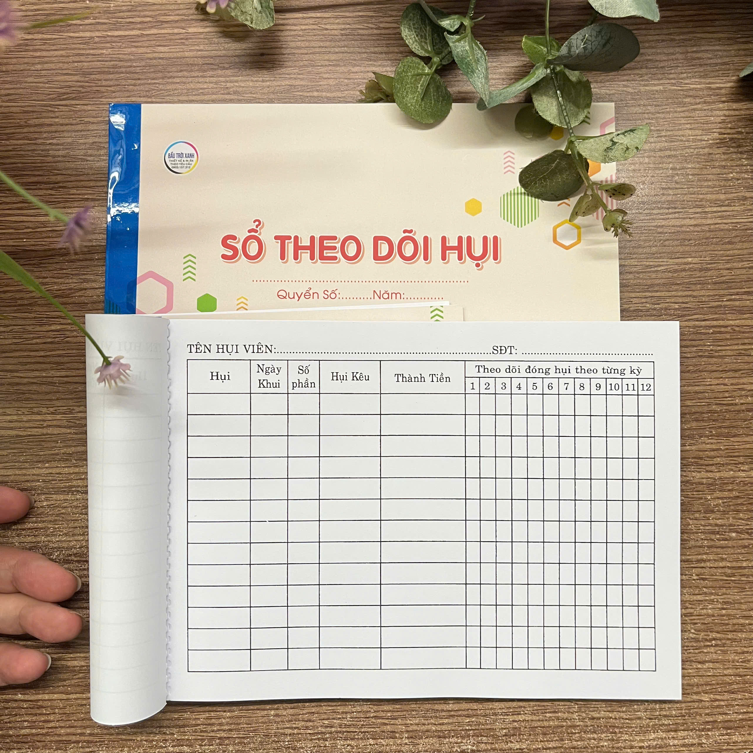 Sổ theo dõi hụi nhỏ khổ A5 / giấy dày / 70 tờ/quyển