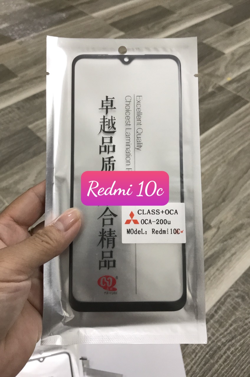 Kính ép màn hình xiaomi Redmi 10c ( kính liền keo)