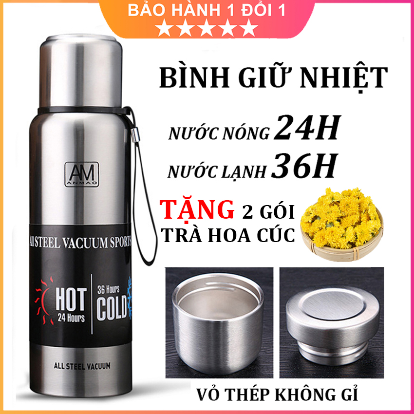 Bình Giữ Nhiệt Inox Cao Cấp Dung Tích 500ml,1000ml  2in1 Giữ Nóng Và Lạnh, Chịu Nhiệt Tốt, Độ Bền Cao, Phù Hợp Với Mọi Lứa Tuổi, An Toàn Cho Người Sử Dụng