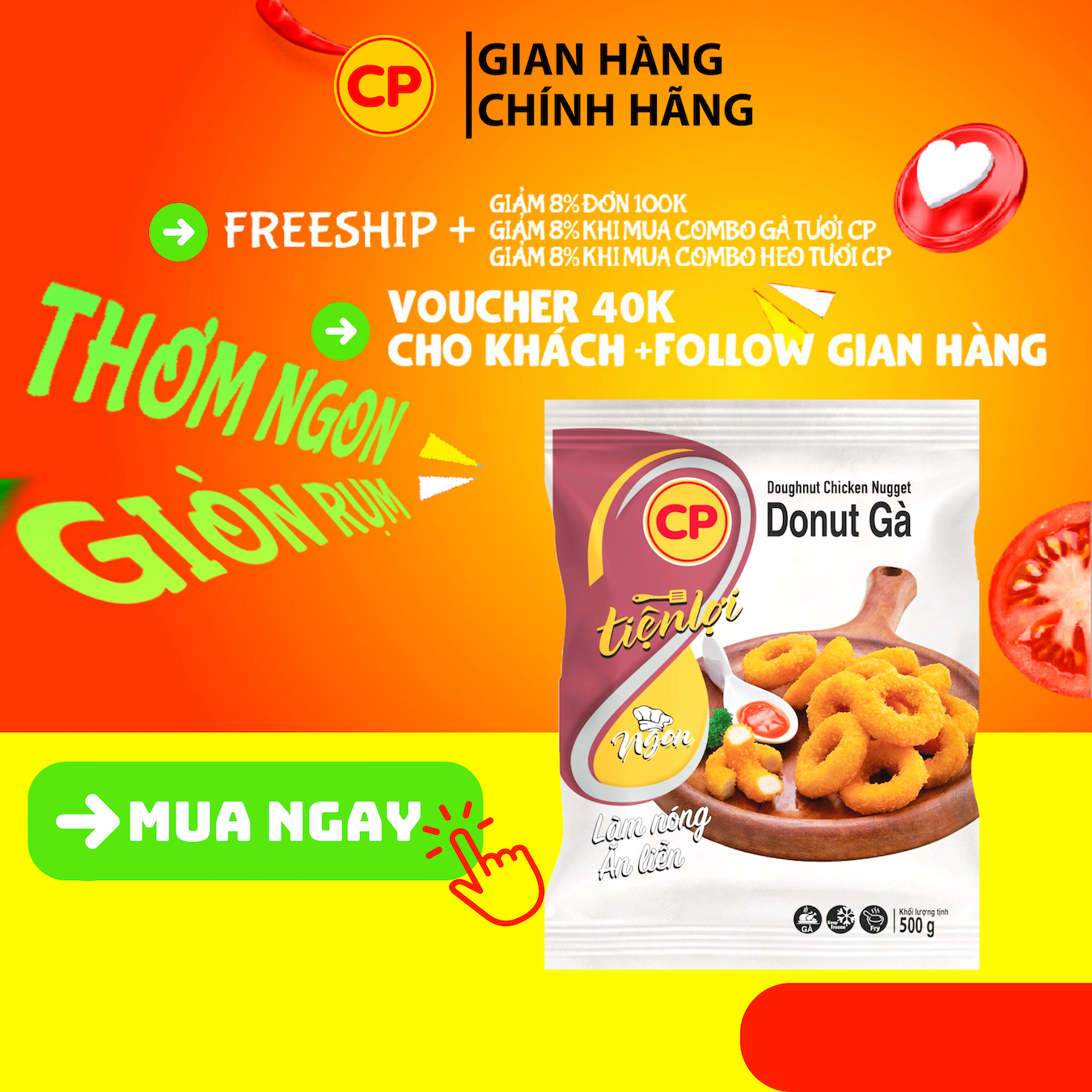 [2h] Donut gà cp 500g - gà rán giá rẻ