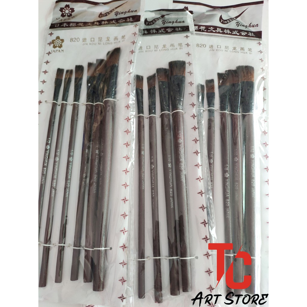 Bộ Cọ Lông Mềm Yinghua 820 ( 6 Cây Đầu Dẹp)
