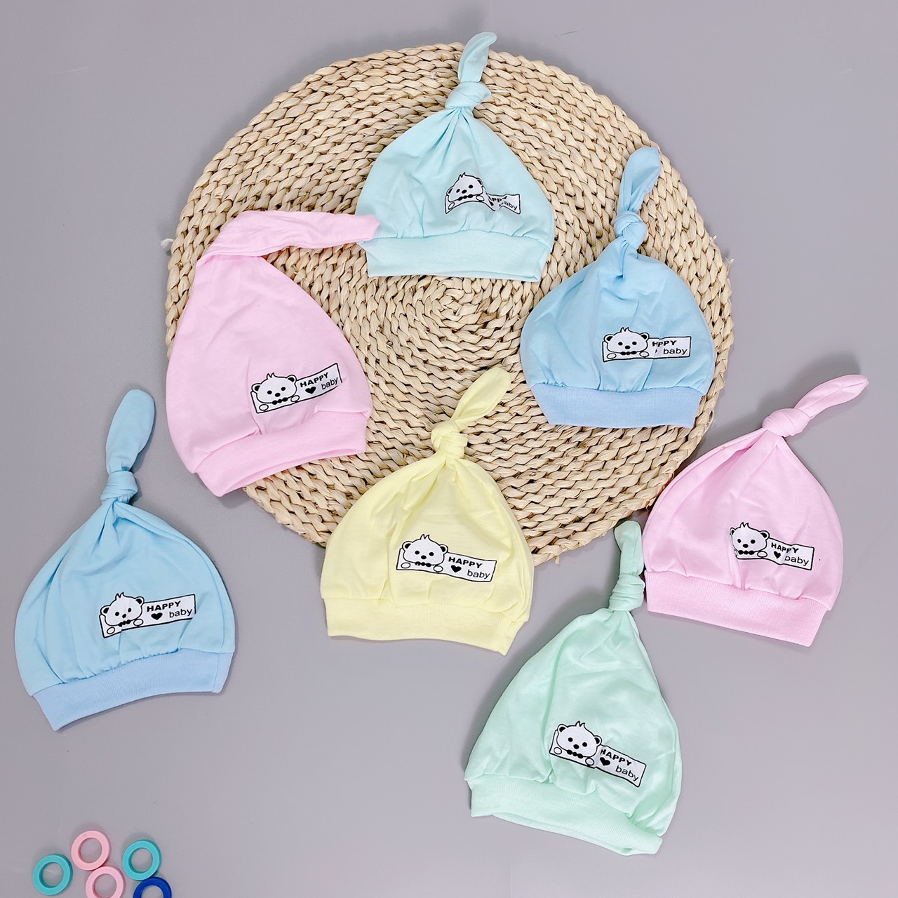 Mũ cotton hình củ tỏi cho bé trai/gái kiểu thắt nút