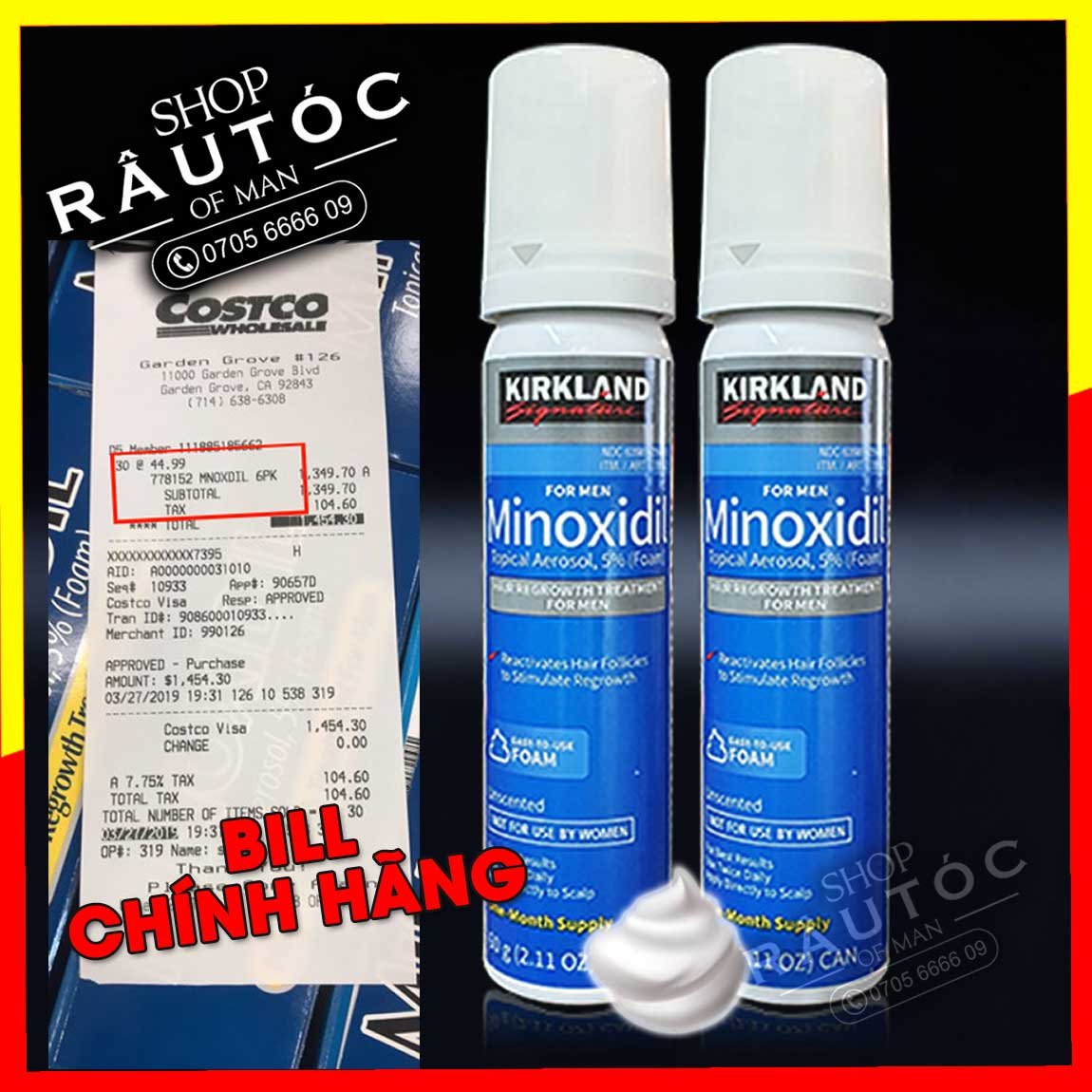 [HCM]Mọc Râu Tóc Minoxidil 5% dạng Foam ( bọt)