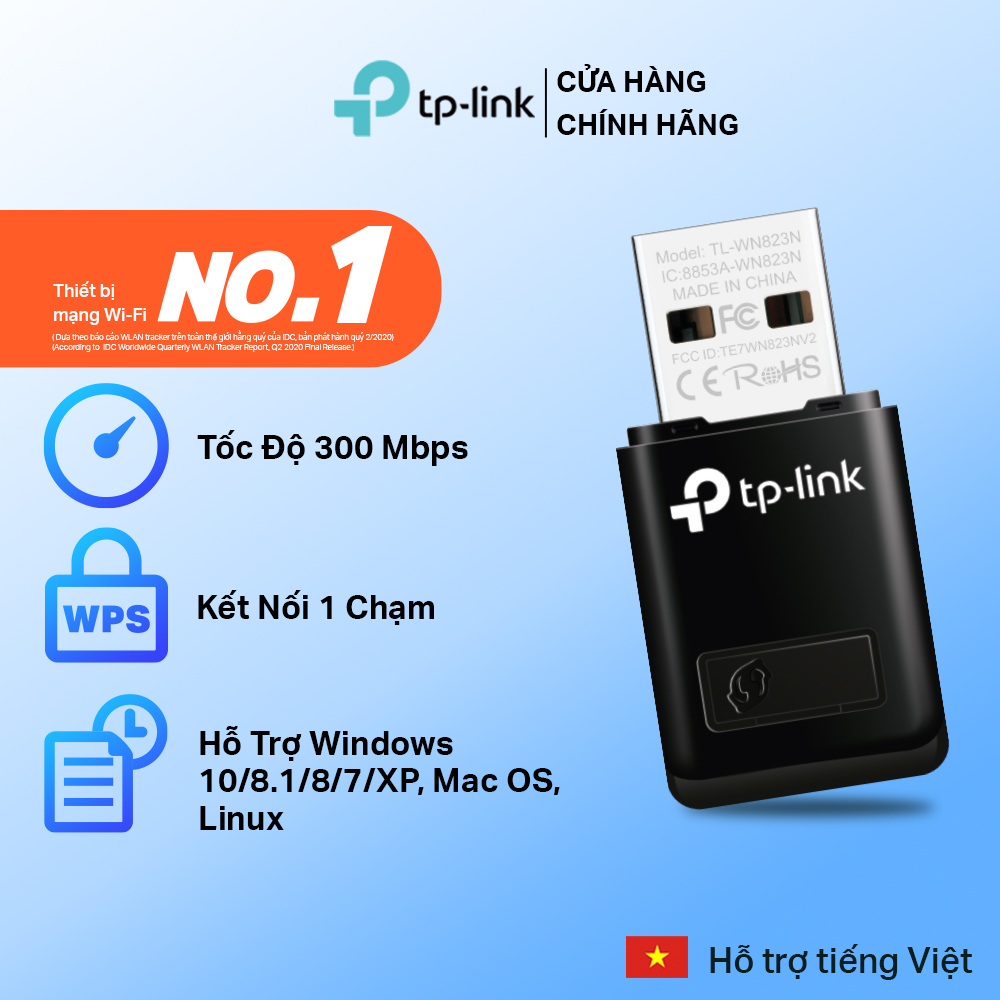 Bộ Chuyển Đổi USB Wifi TP-Link TL-WN823N Chuẩn N 300Mbps - Hãng phân phối chính thức
