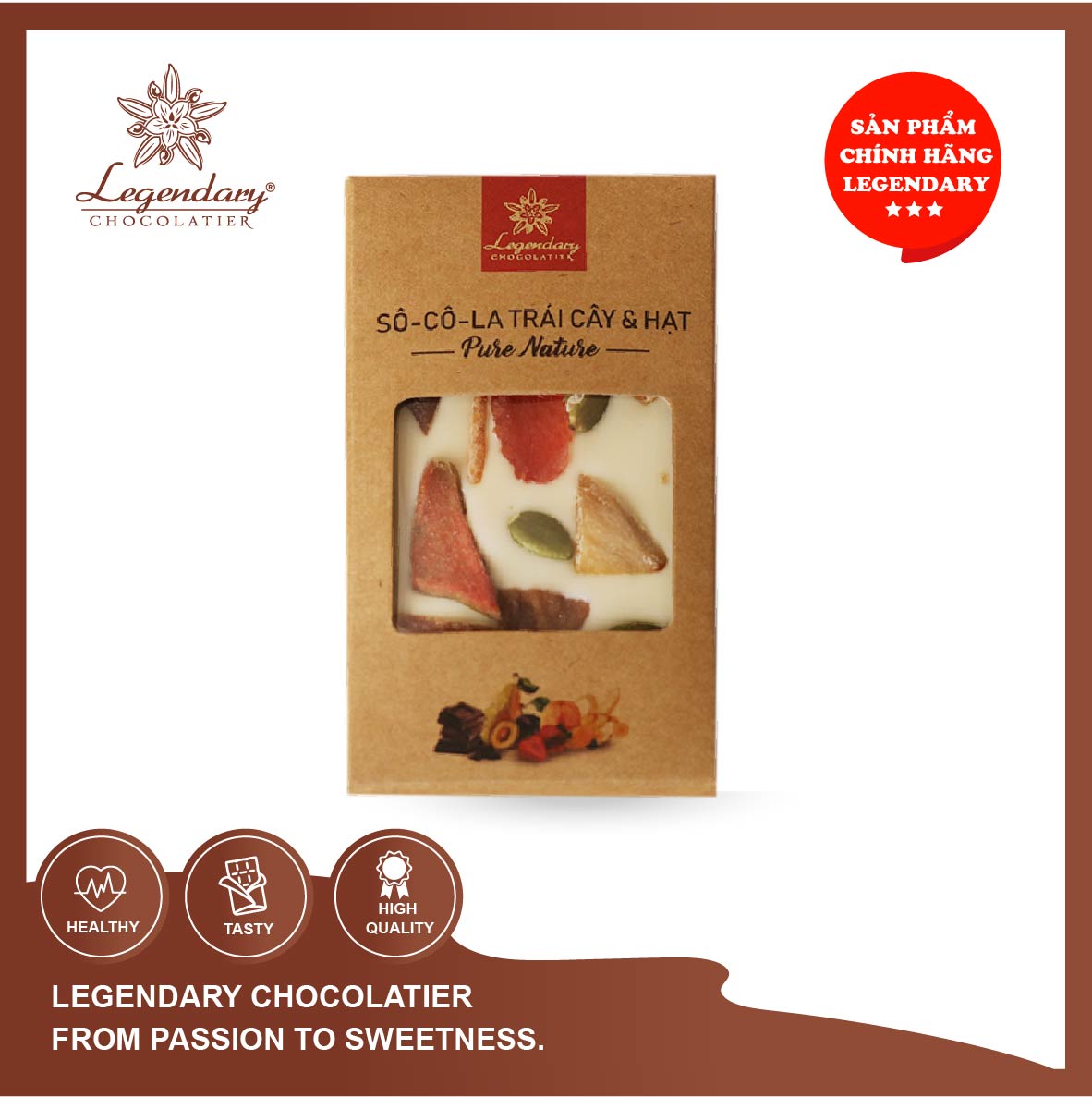 Socola Legendary - Socoala Trắng Thanh Trái Cây và Hạt 27g