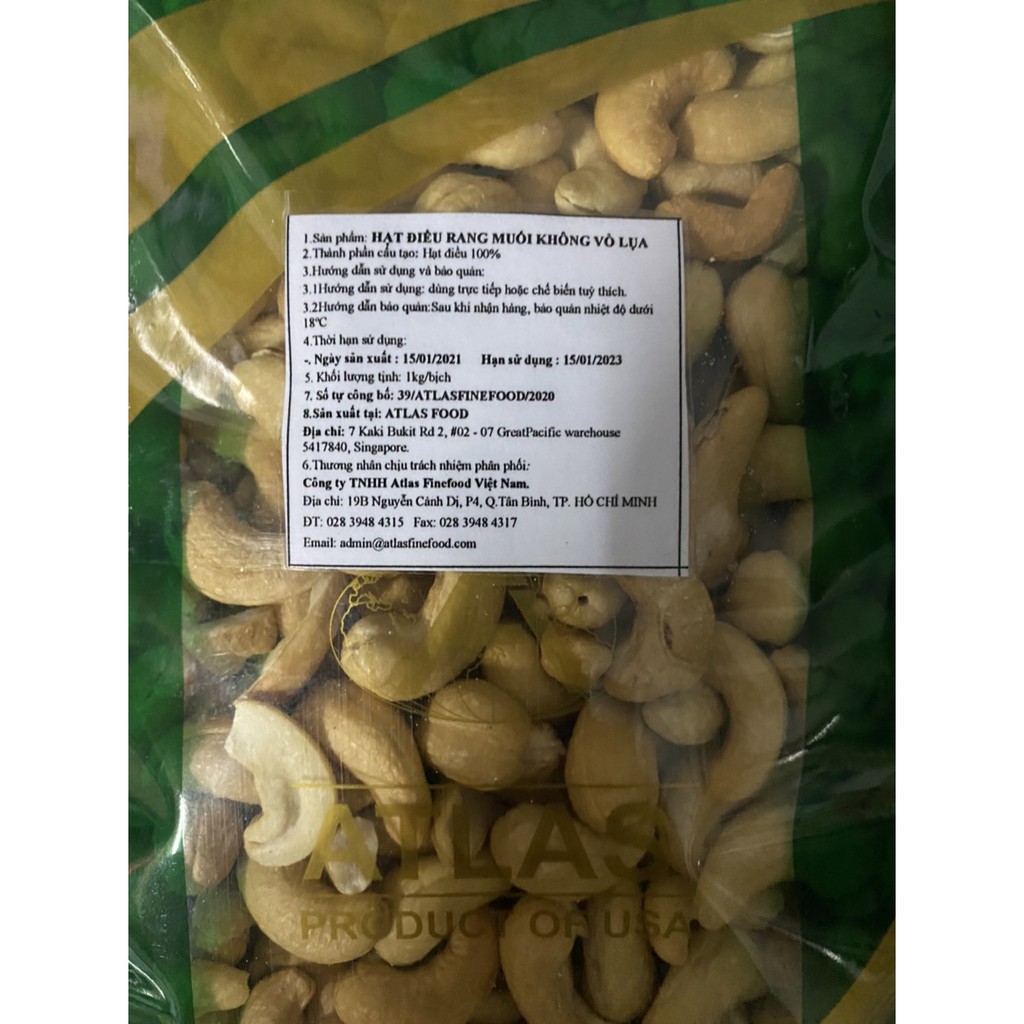 [HCM]Hạt điều rang muối không vỏ lụa- Cashew nut 1KG