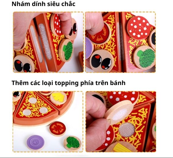 Đồ chơi cắt bánh pizza bằng gỗ cho bé
