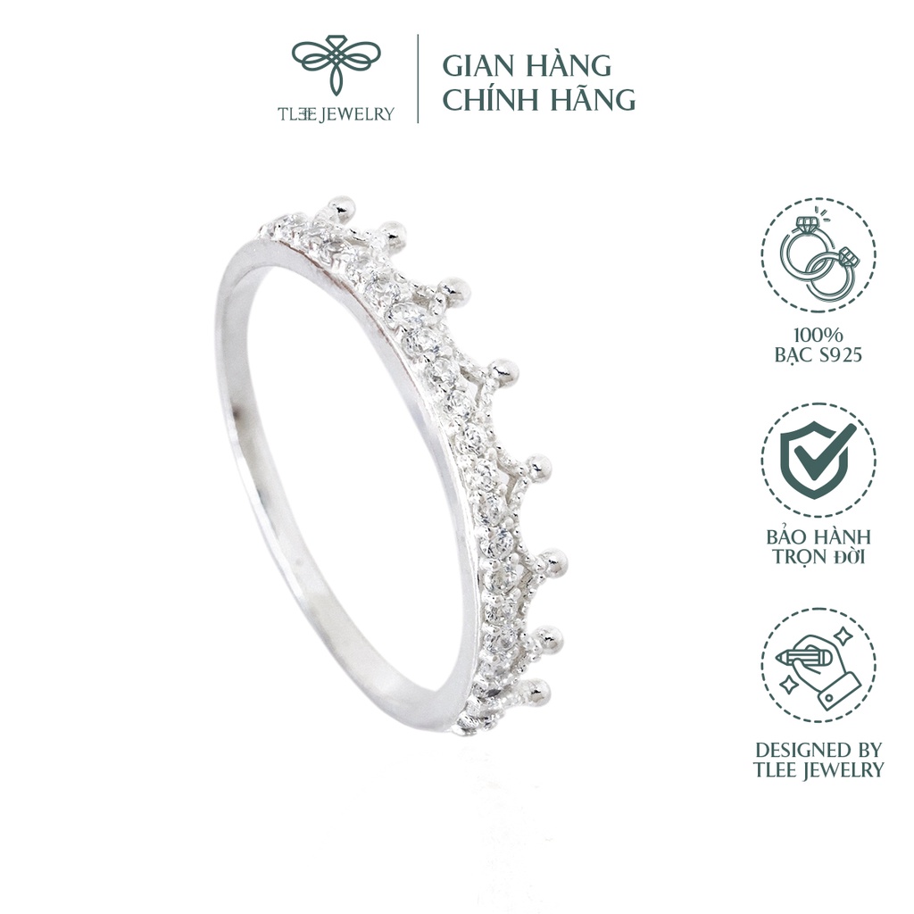 Nhẫn bạc nữ TLEE king vương miện nạm đá cao cấp TleeJewelry A0100