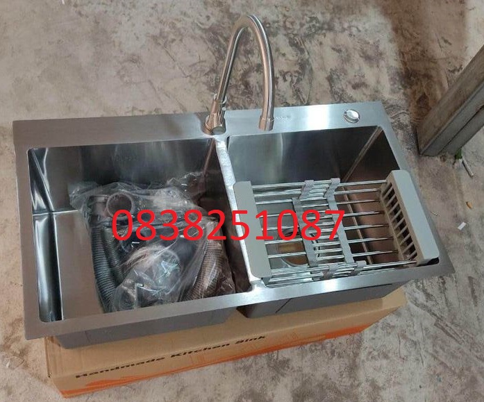 Chậu rửa chén bát korea inox 304 8245d kèm vòi rửa chén inox 304
