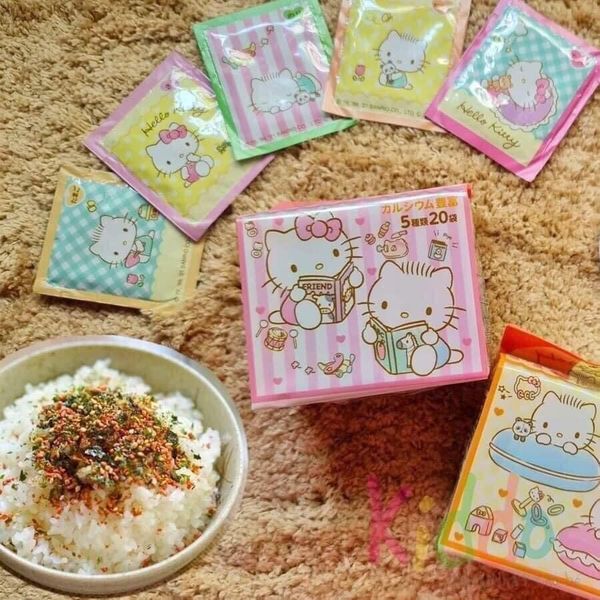 Gia vị rắc cơm thập cẩm Hello Kitty Sanrio 20 túi 4 túi x 5 vị - Nhật Bản