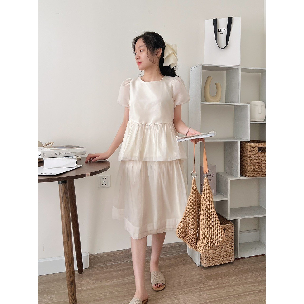 Set áo babydoll tiểu thư tơ lụa 2 lớp kèm chân váy dáng xoè bồng nhẹ nhàng luly dress