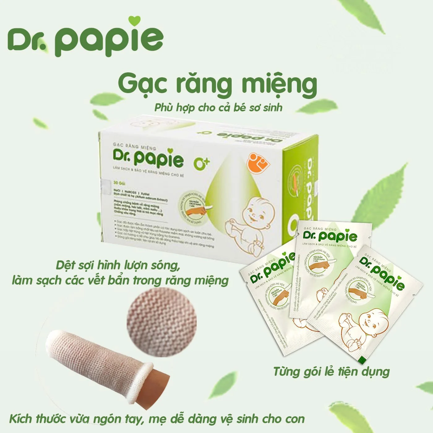 Gạc Rơ Lưỡi Dr.Papie - 30Gói/Hộp