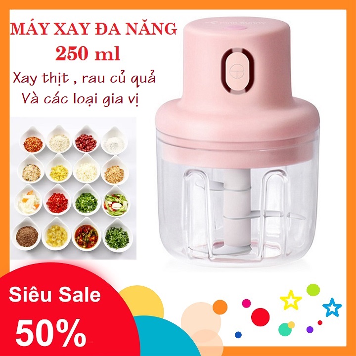Máy xay tỏi ớt bằng tay mini sạc điện, máy xay thịt cầm tay, xoay không dùng dây rất bền,dụng cụ xay tỏi ớt,hành,gừng,các loại hạt,gia vị, thịt mềm, máy xay đa năng tiện lợi đơn giản dễ sử dụng-dụng cụ nhà bếp