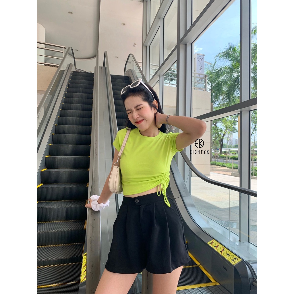 [EIGHTYK] Áo Croptop Tay Ngắn Rút 1 Bên