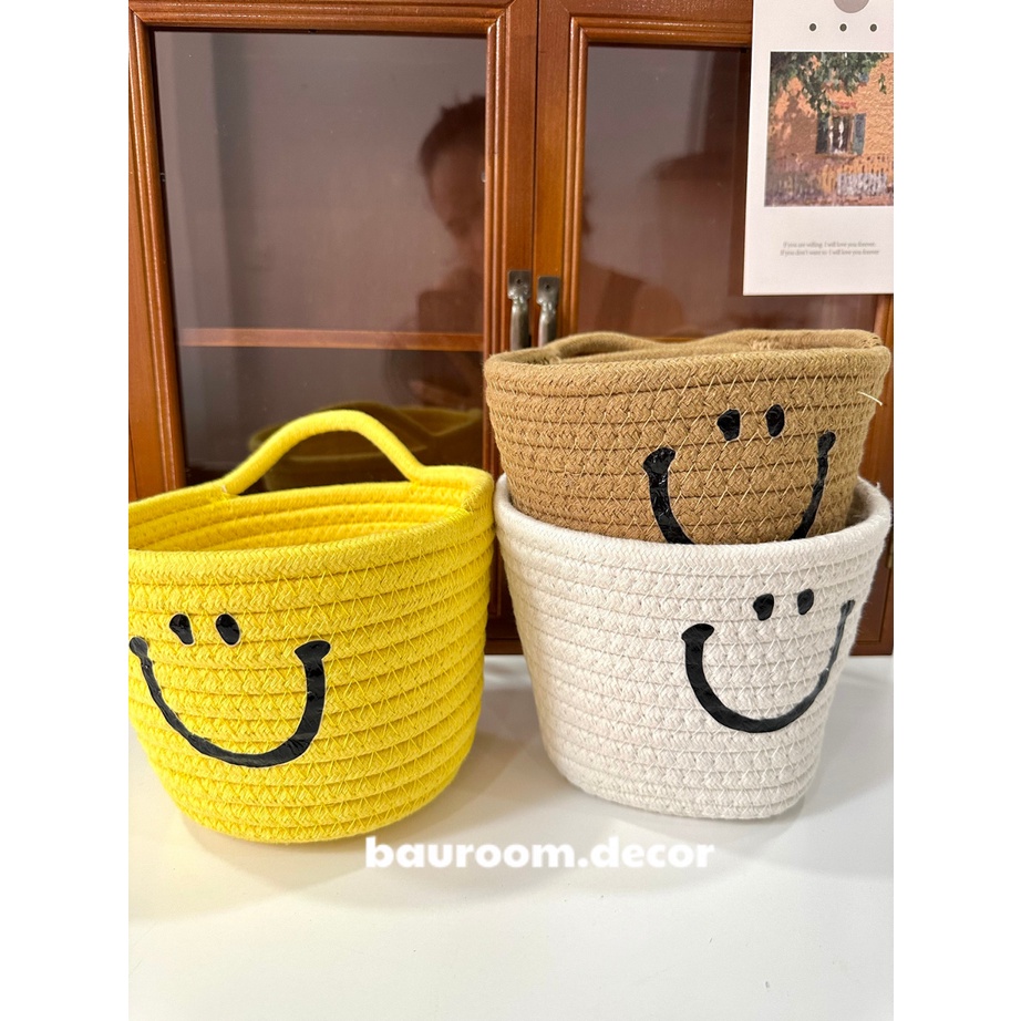 Giỏ đựng đồ hình mặt cười siêu kute (Hàng có sẵn / Shop tự chụp)