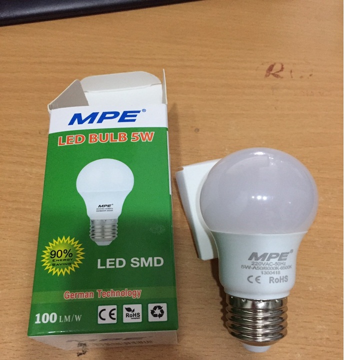 [HCM]BÓNG ĐÈN LED BÚP 5W MPE TRẮNGVÀNG