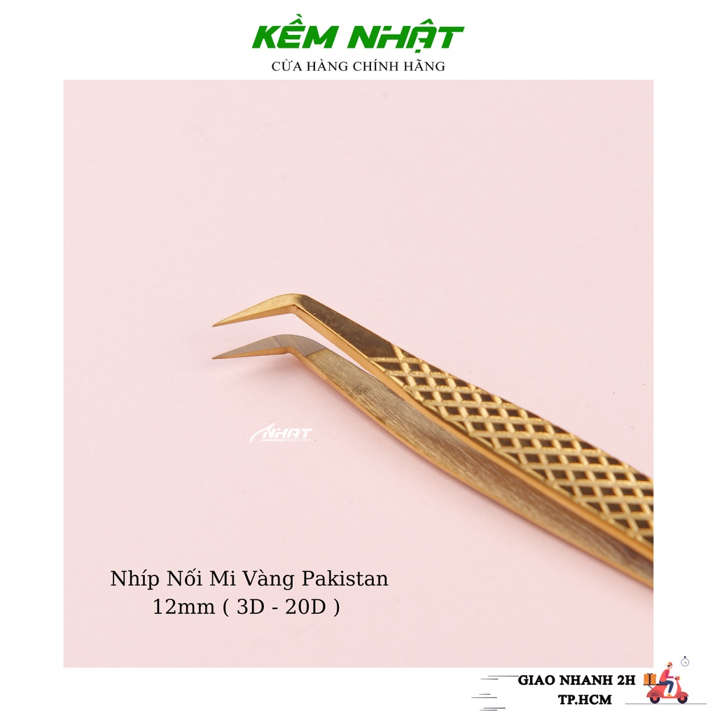 Nhíp nối mi vàng pakistan phủ nhám 12mm
