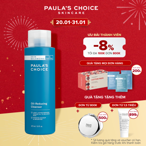 Sữa rửa mặt cân bằng độ ẩm và giảm dầu Paulas Choice Skin Balancing Oil Reducing Cleanser 473ml - 1151 nhập khẩu
