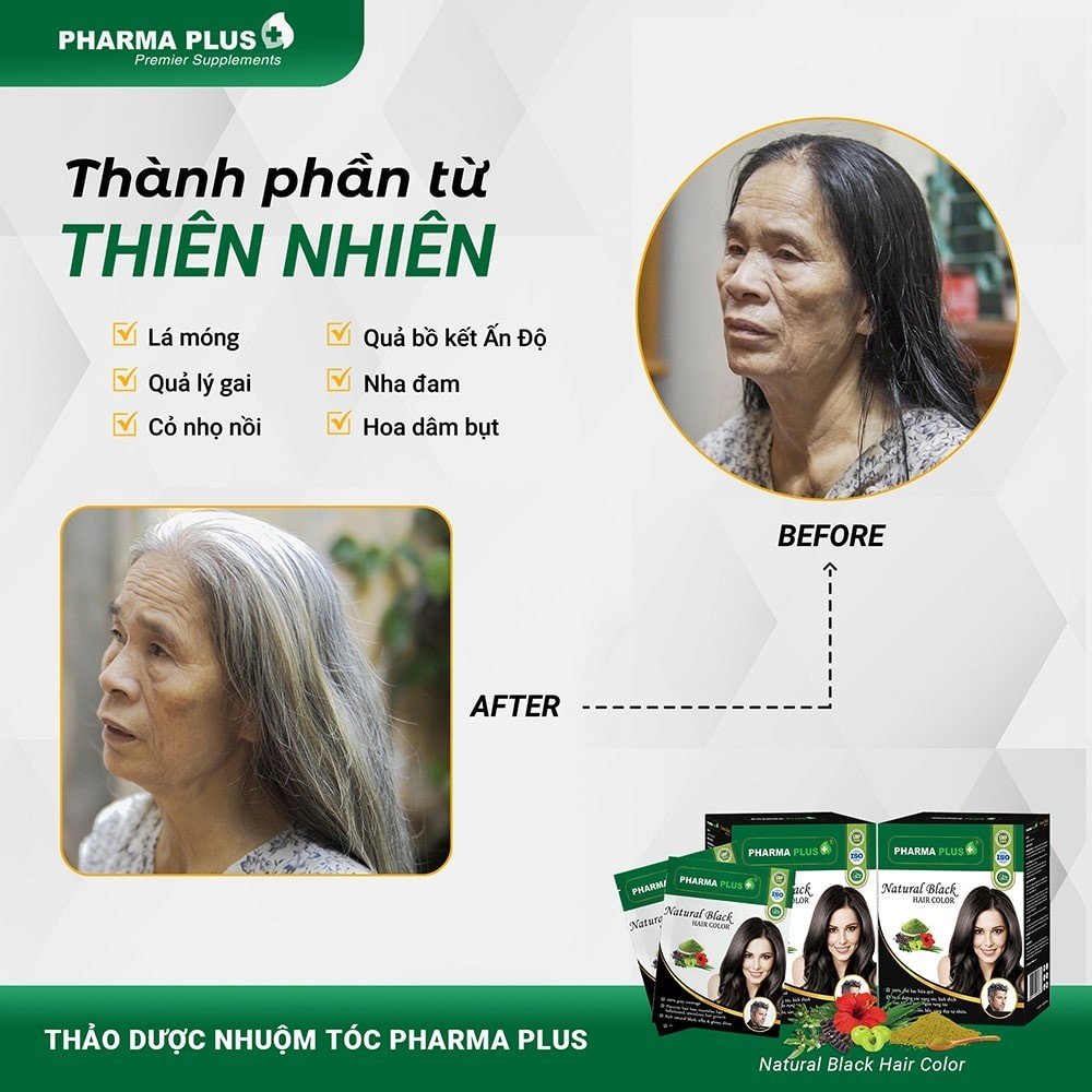 Nhuộm Đen Tóc Thảo Dược Pharma Plus