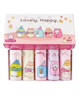 [HCM]Set 5 quần chip bé gái Hàn Quốc 100% cotton mẫu Happy-Lovely