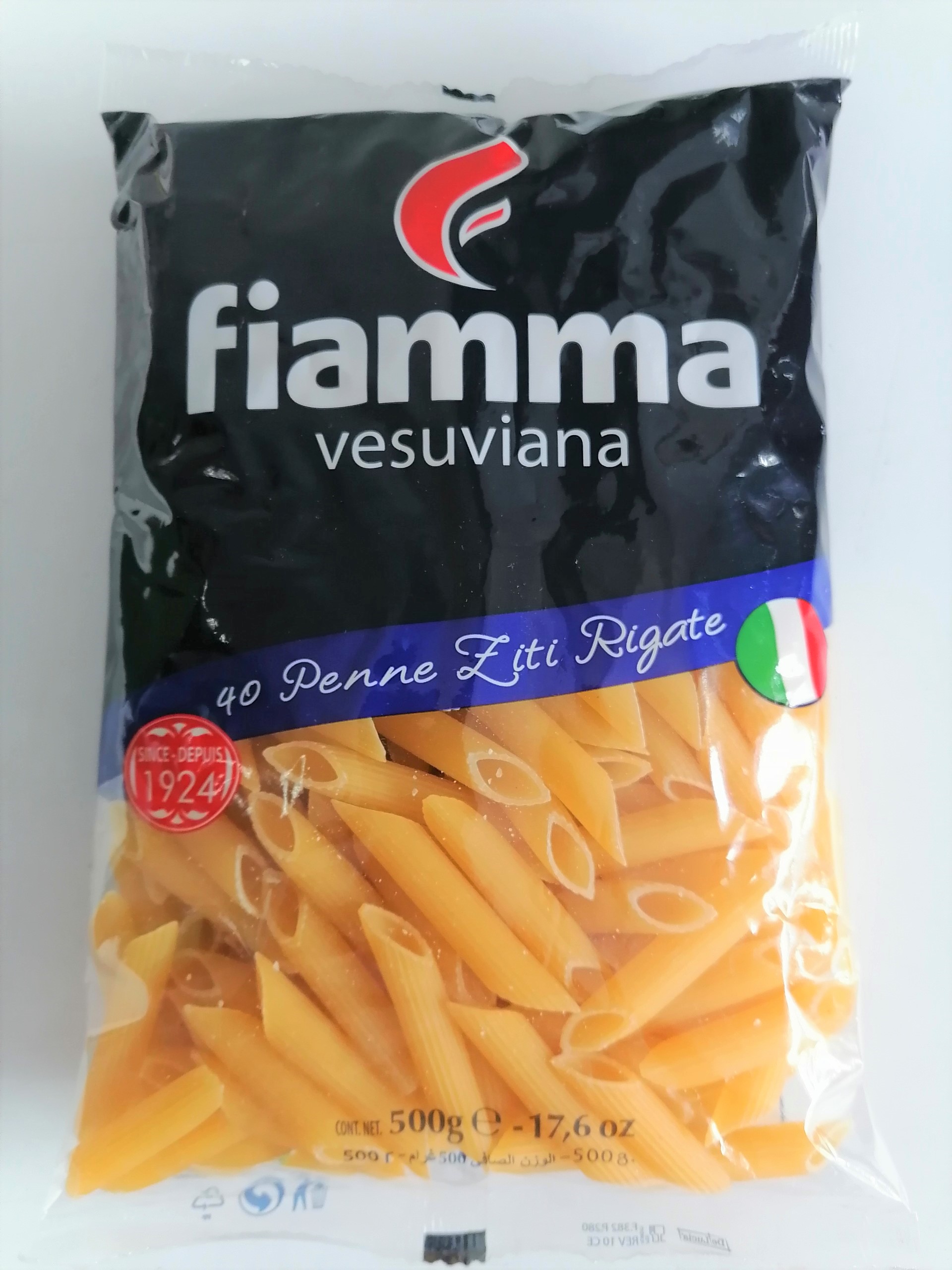 [Gói 500g – SỐ 40] NUI ỐNG TRE [Italia] FIAMMA No 40 Penne Ziti Rigate (halal) (atu)