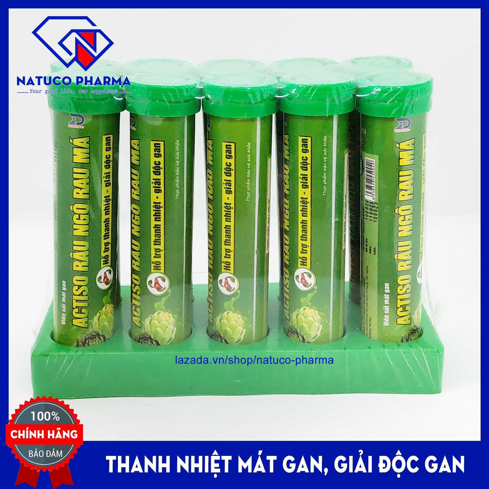 Combo 5 tuýp sủi mát gan - ACTISO Râu Ngô Rau Má - Tuýp 20 viên - Thanh nhiệt mát gan, giải độc gan hiệu quả