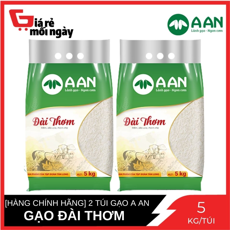[HÀNG CHÍNH HÃNG] Combo 2 Gạo Đài Thơm Gạo A An Túi 5 KG